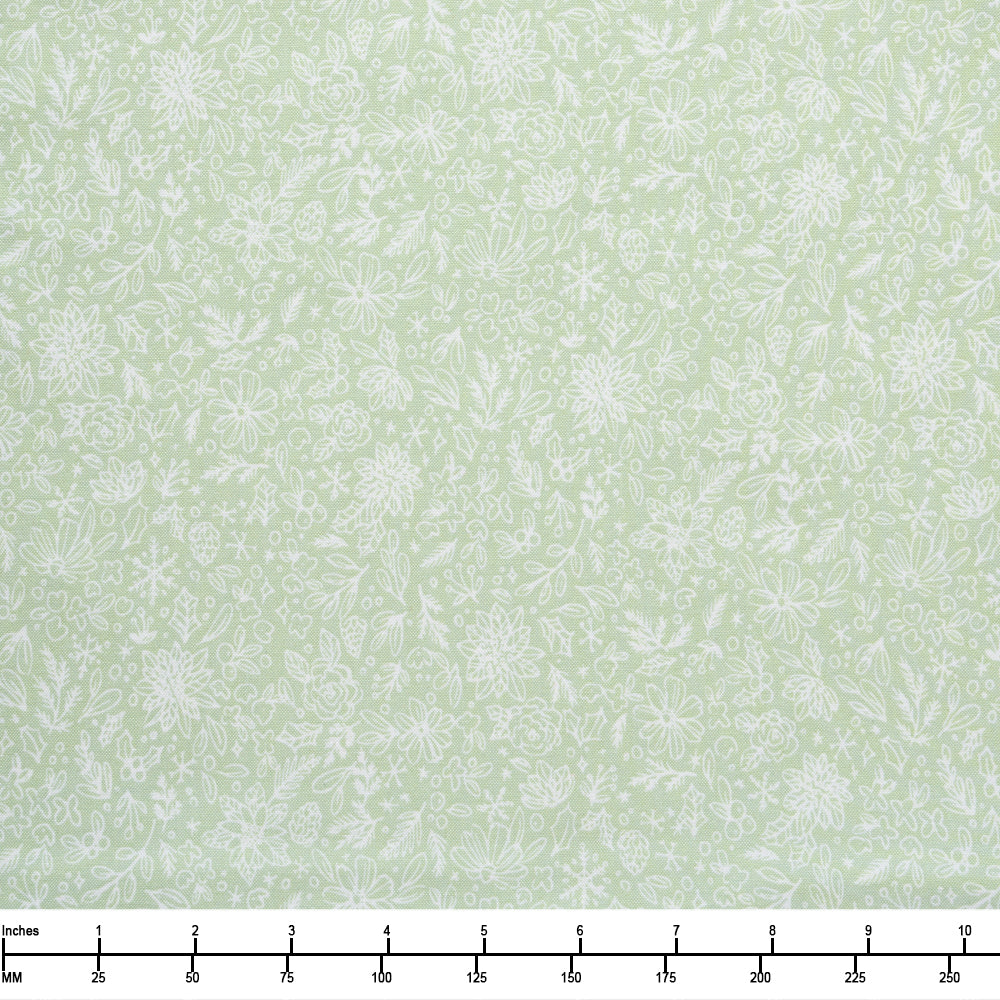 Riley Blake Charming Christmas Floral Outline Mint C16354 Mint - 28-inch EOB Special