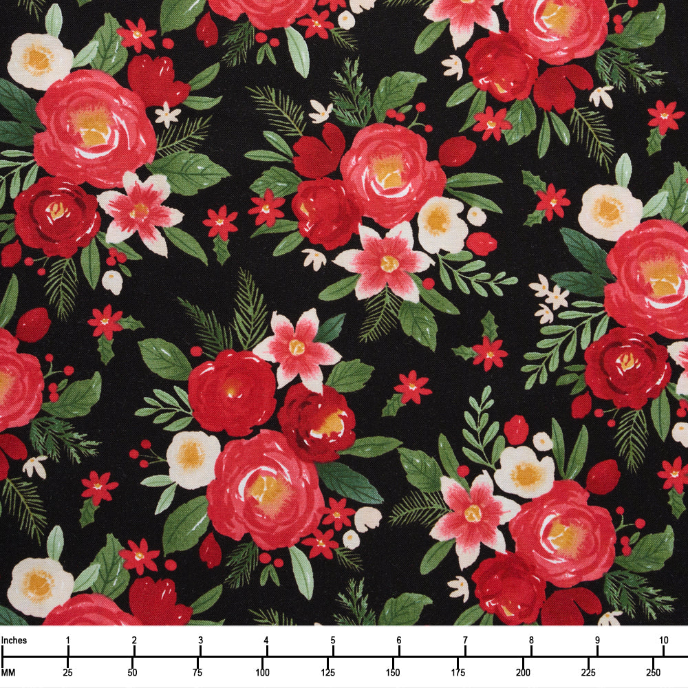 Riley Blake Charming Christmas Main Black C16350 Black - By The Yard