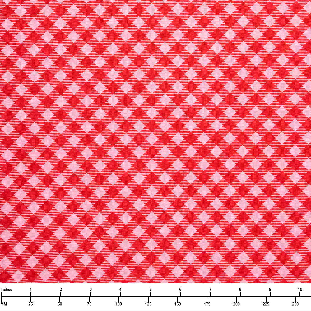 Riley Blake Cozy Christmas Gingham Pink C7972 Pink - 22-inch EOB Special