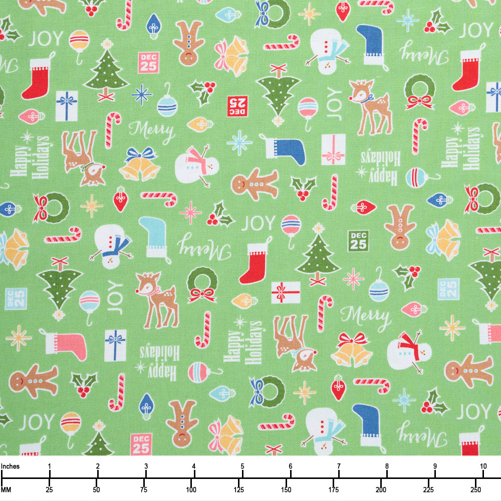 Riley Blake Cozy Christmas Main Green C5360 Green - 28-inch EOB Special