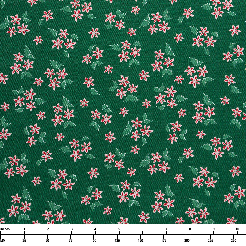 Riley Blake Mistletoe and Holly Floral Forest C16405 Forest - By The Yard