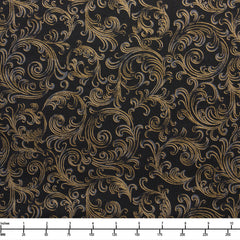 Robert Kaufman Holiday Flourish Peppermint Twist Black SRKM 22949 2 - 32-inch EOB Special