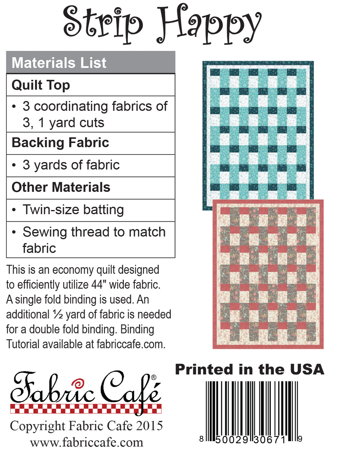 Strip Happy 3-Yard Quilt Pattern