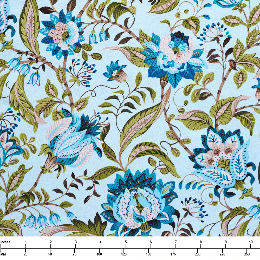 Studio E Ashdown Forest Jacobean Floral 8401 17 Light Blue - 22-inch EOB Special