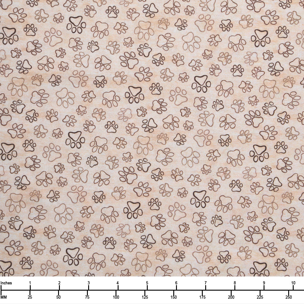 Timeless Treasures Dogs Rule Dog Paw Print Outlines Dog CD8556 Natural - 28-inch EOB Special
