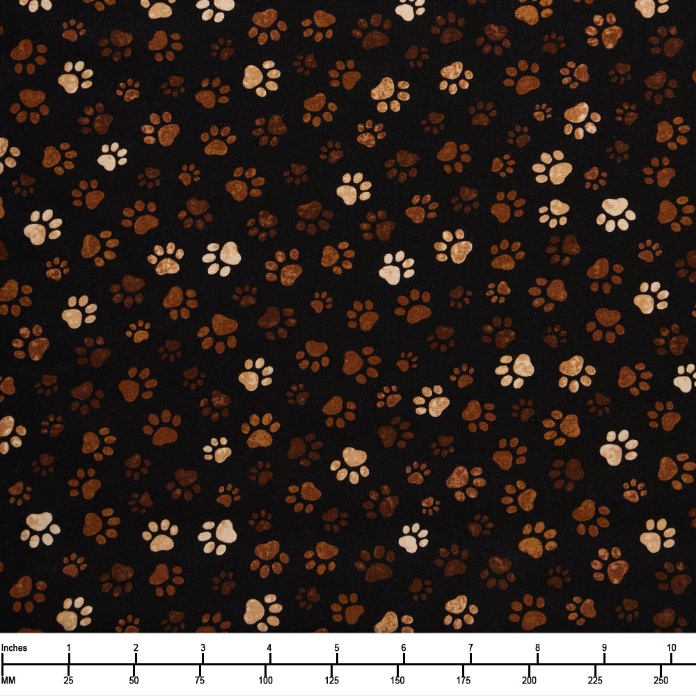 Timeless Treasures Dogs Rule Paw Print Paw C1846 Mud - 22-inch EOB Special