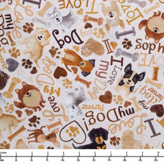 Timeless Treasures Dogs Rule Tossed Dogs and Words Dog CD3317 Cream - 22-inch EOB Special