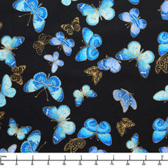 Timeless Treasures Escapade Flying Butterflies Black CM3796 - 22-inch EOB Special