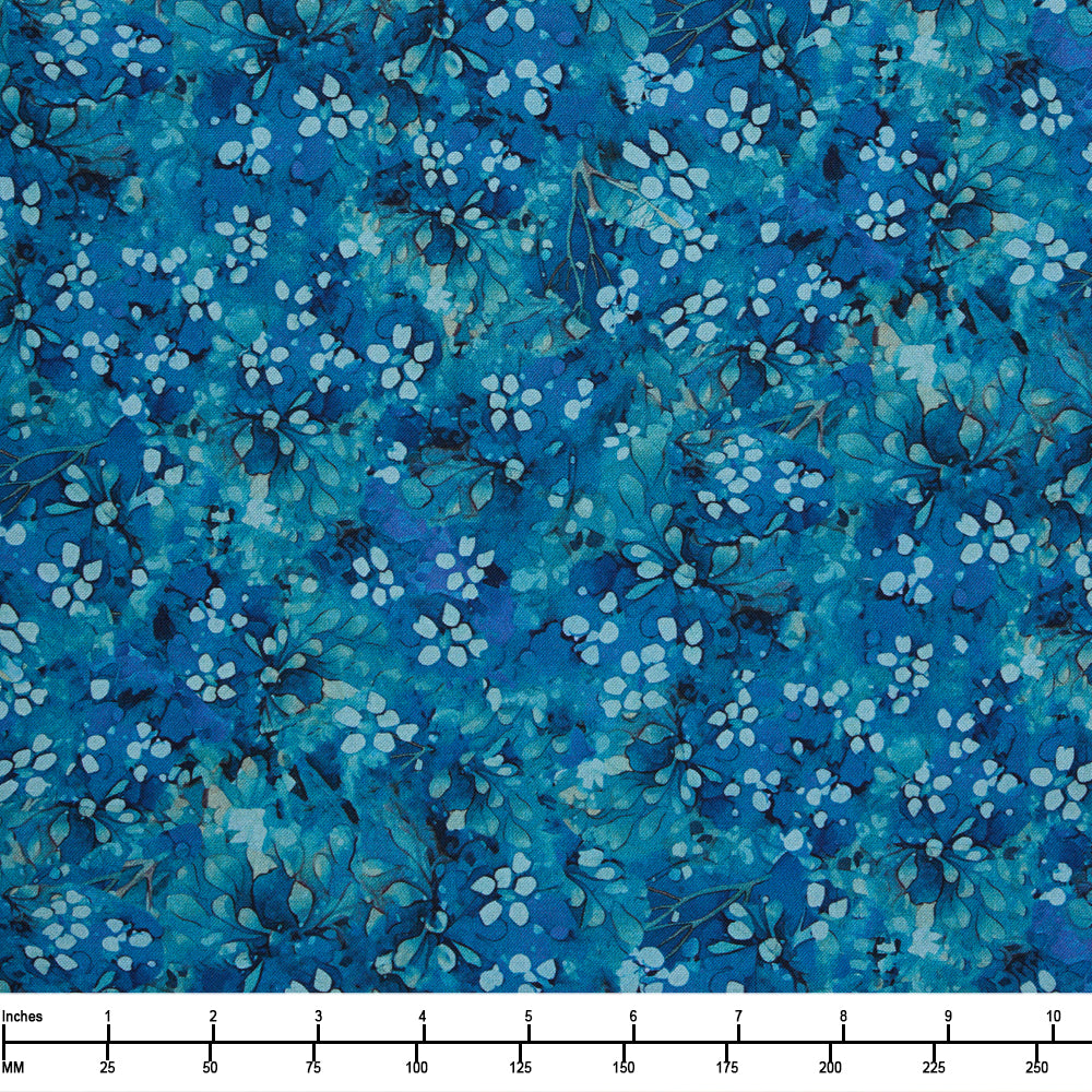 Timeless Treasures Forest Whisper Tonal Floral Fleur CD3687 Cobalt - 22-inch EOB Special