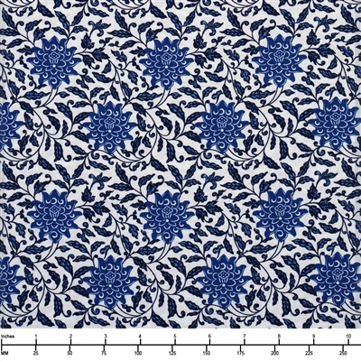 Michael Miller Fabrics Ming Musings Blue Dynasty DC11393 White - 28-inch EOB Special