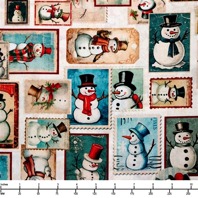 QT Fabrics Wonderful Christmastime Snowman Patch 2600 30336 E 15O Cream - 32-inch EOB Special