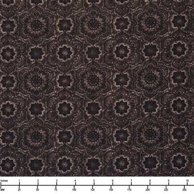 QT Fabrics Queen Bee Flower Medallion Charcoal 2600 30490 K - 32-inch EOB Special