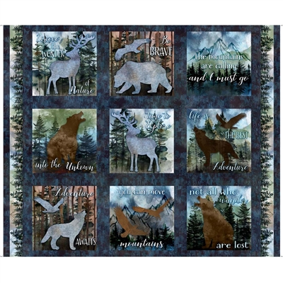 QT Fabrics The Wonder of Nature Lodge Picture Patches Navy 2600 30637 N  - 22-inch EOB Special