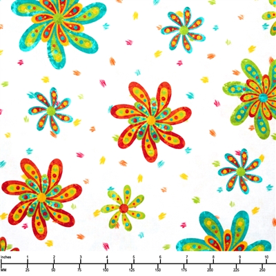 Blank Color Burst Daisies with Dots B 3346 01 Marshmallow - By The Yard