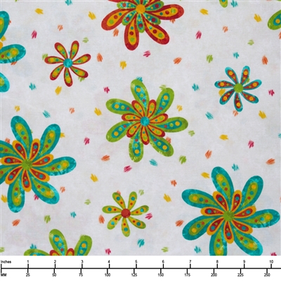 Blank Color Burst Daisies with Dots B 3346 01 Marshmallow - By The Yard