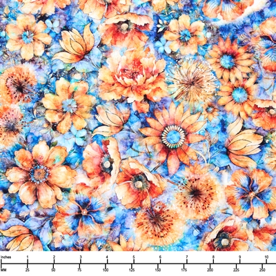 QT Fabrics Midnight Blooms Packed Floral 2600 30616 B Blue  - 22-inch EOB Special