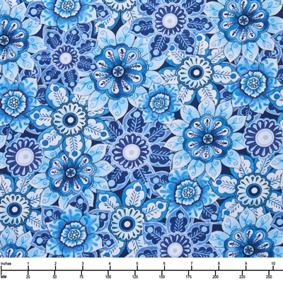 Wilmington Blooming Blue Packed Floral Multi 3017 27688 441 - 32-inch EOB Special