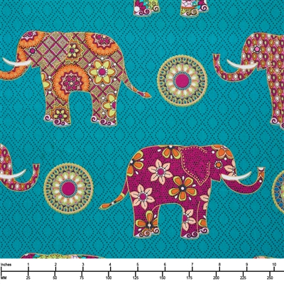 Benartex Return to Hope Elephant Wonder Teal 13313M84B - 32-inch EOB Special