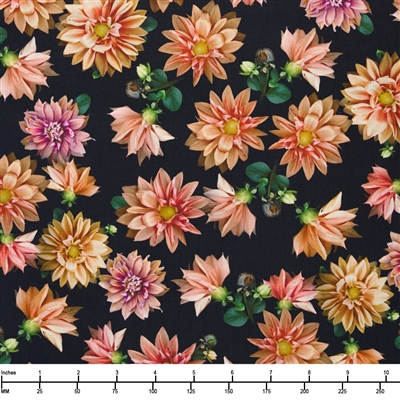 Clothworks Tina's Garden Digital Tossed Dahlias Y3679 35 - 28-inch EOB Specia